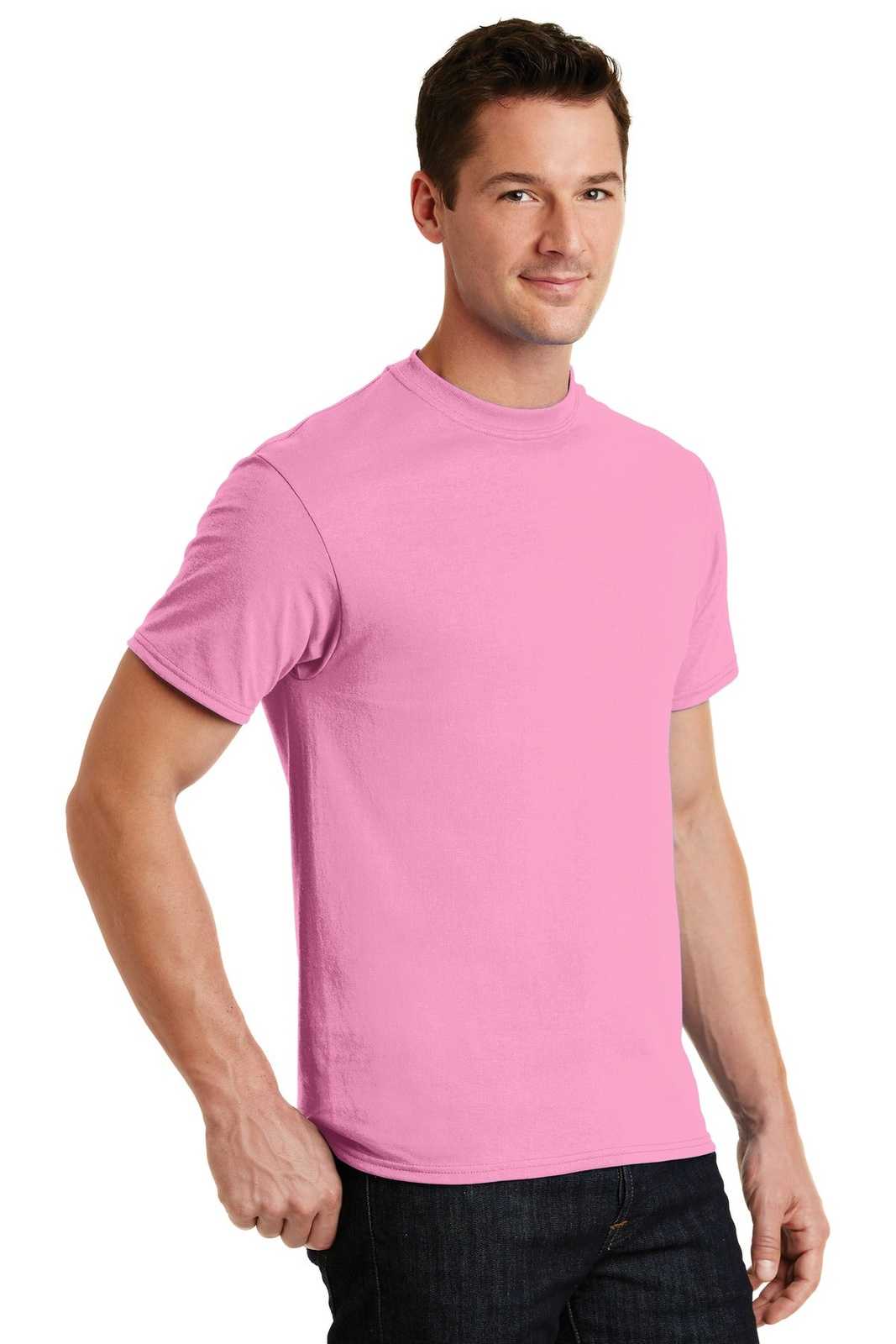Port &amp; Company PC55 Core Blend Tee - Candy Pink - HIT a Double - 4