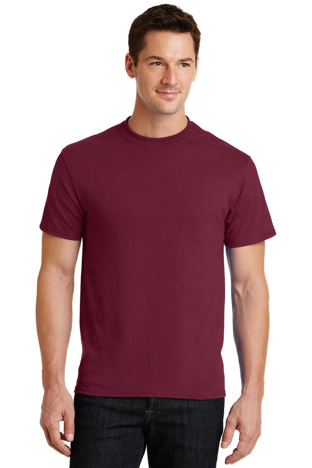 Port &amp; Company PC55 Core Blend Tee - Cardinal - HIT a Double - 1