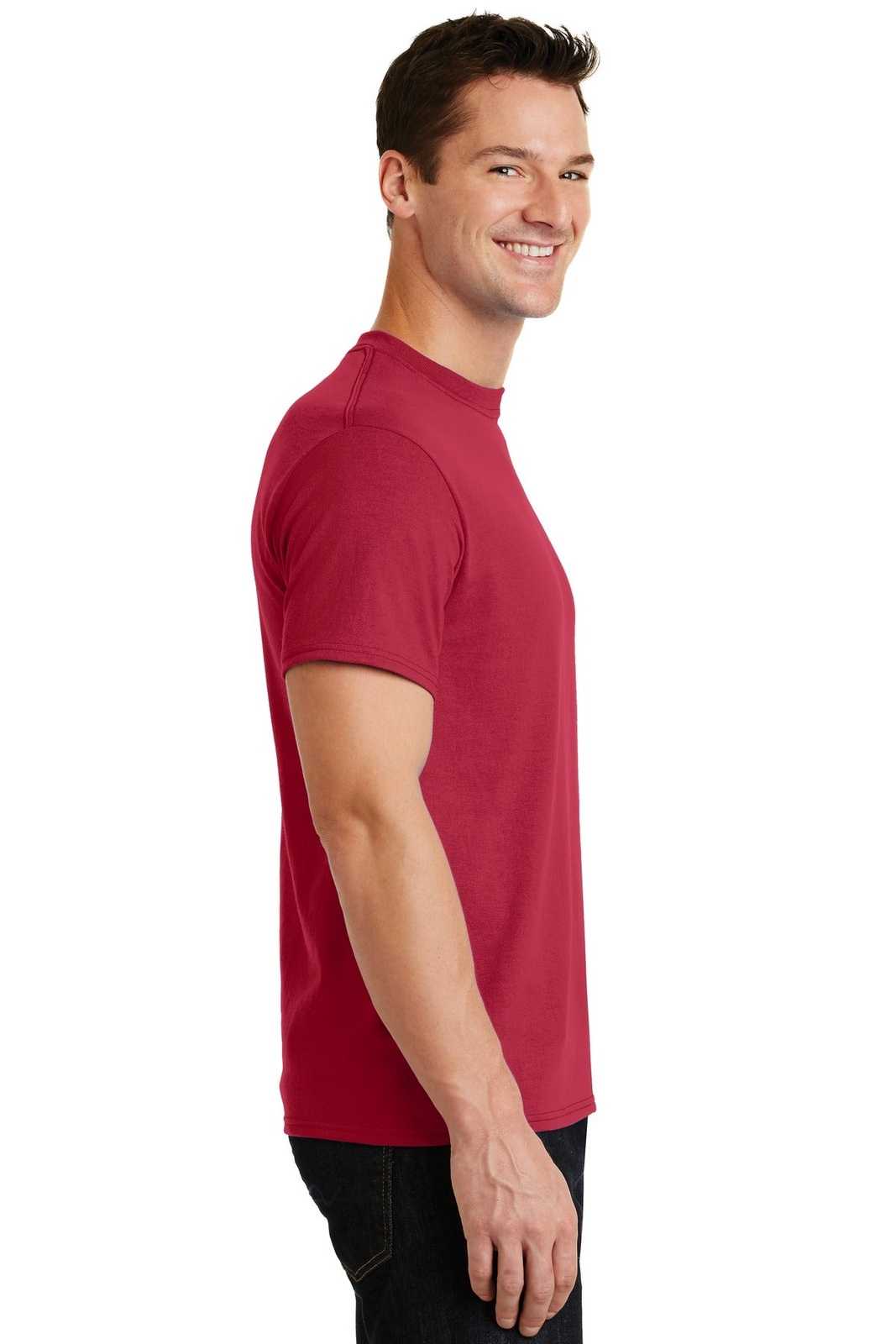 Port &amp; Company PC55 Core Blend Tee - Red - HIT a Double - 3