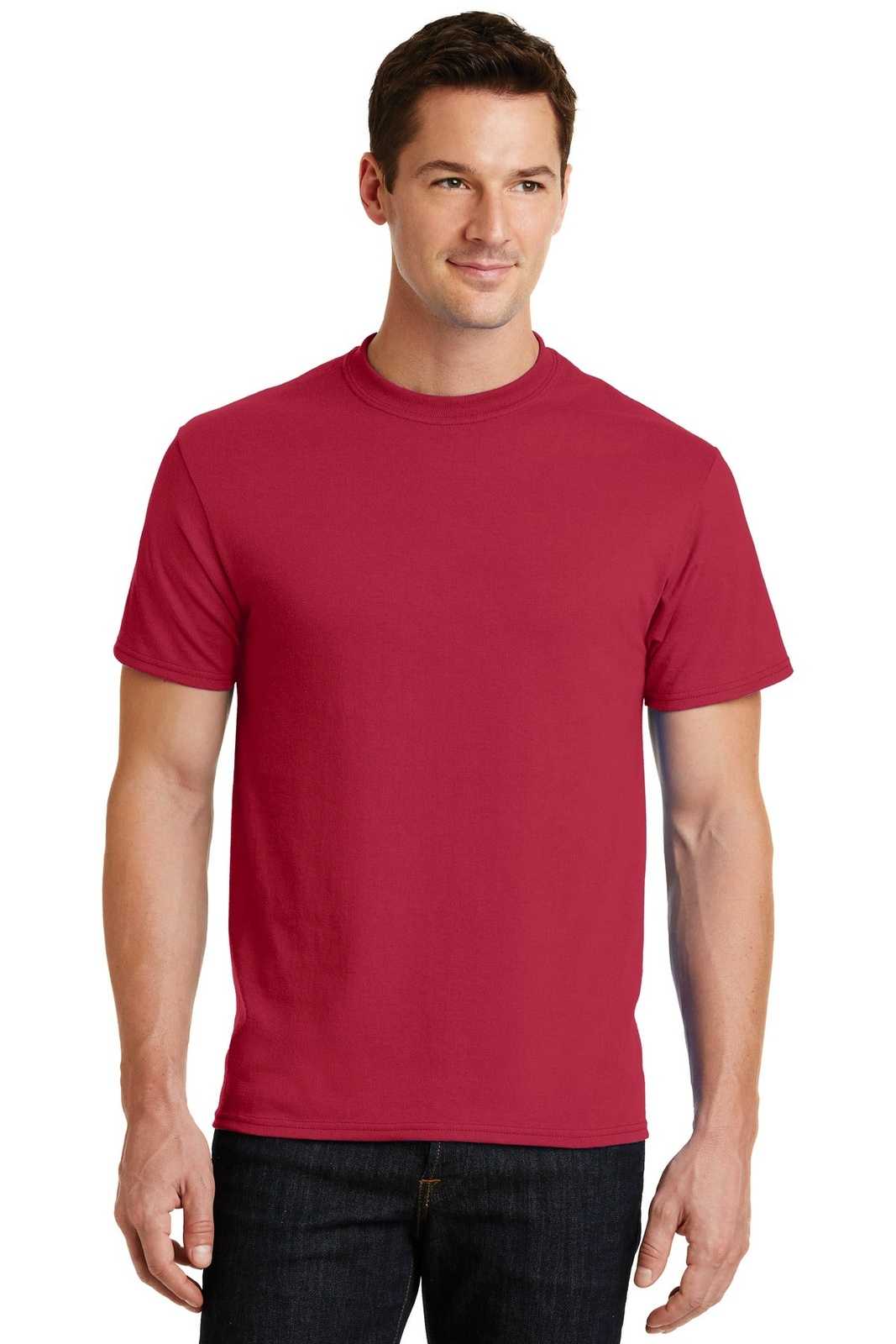 Port &amp; Company PC55 Core Blend Tee - Red - HIT a Double - 1