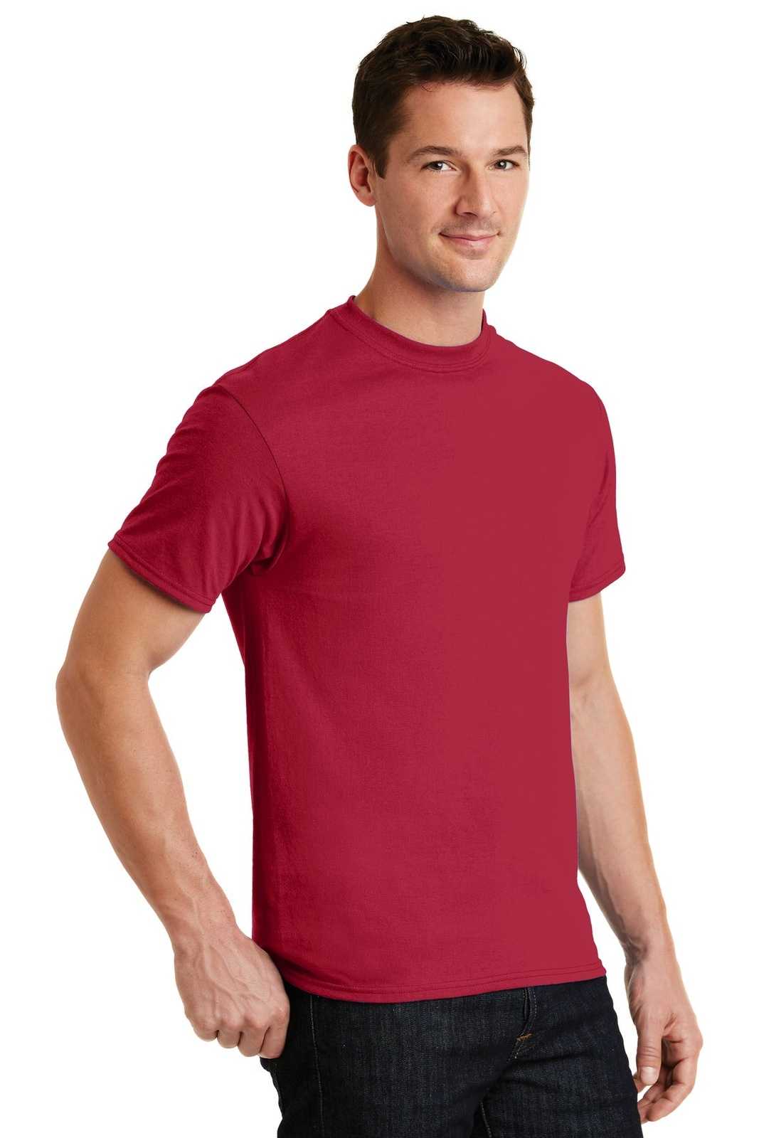 Port &amp; Company PC55 Core Blend Tee - Red - HIT a Double - 4