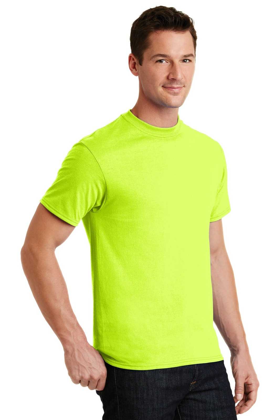 Port &amp; Company PC55 Core Blend Tee - Safety Green - HIT a Double - 4