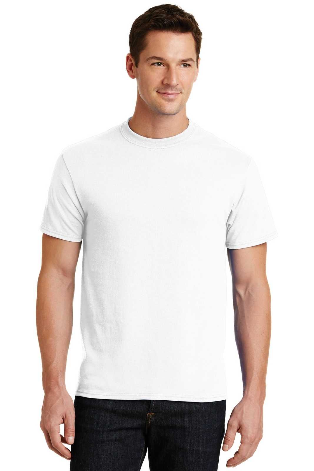 Port &amp; Company PC55 Core Blend Tee - White - HIT a Double - 1
