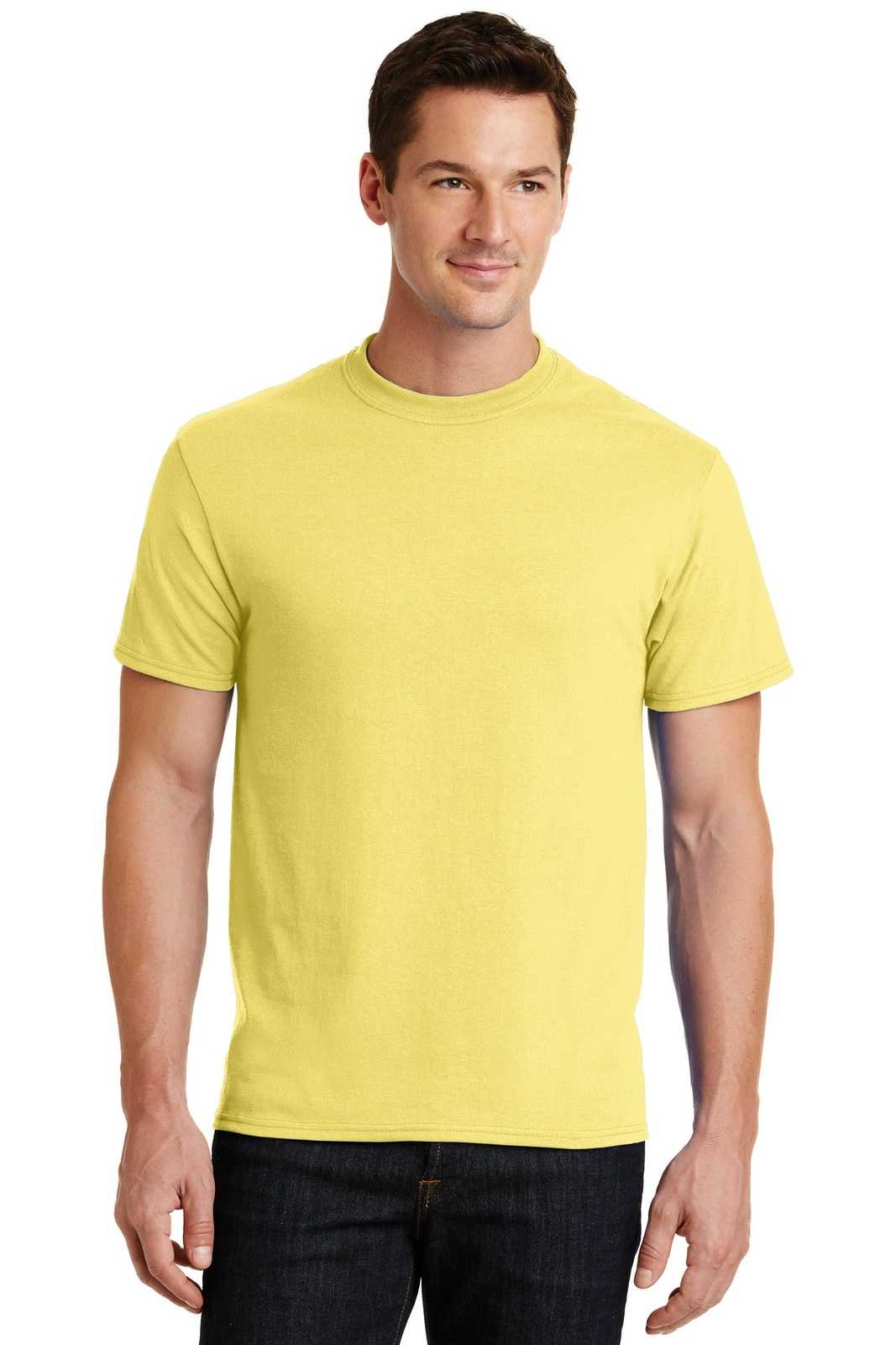 Port &amp; Company PC55 Core Blend Tee - Yellow - HIT a Double - 1