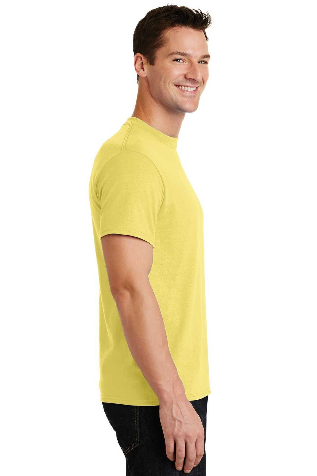 Port &amp; Company PC55 Core Blend Tee - Yellow - HIT a Double - 3