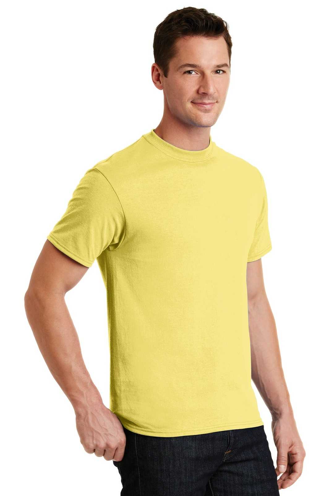 Port &amp; Company PC55 Core Blend Tee - Yellow - HIT a Double - 4