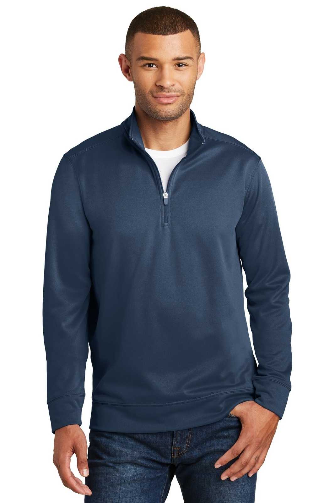 Port &amp; Company PC590Q Fleece 1/4-Zip Pullover Sweatshirt - Deep Navy - HIT a Double - 1