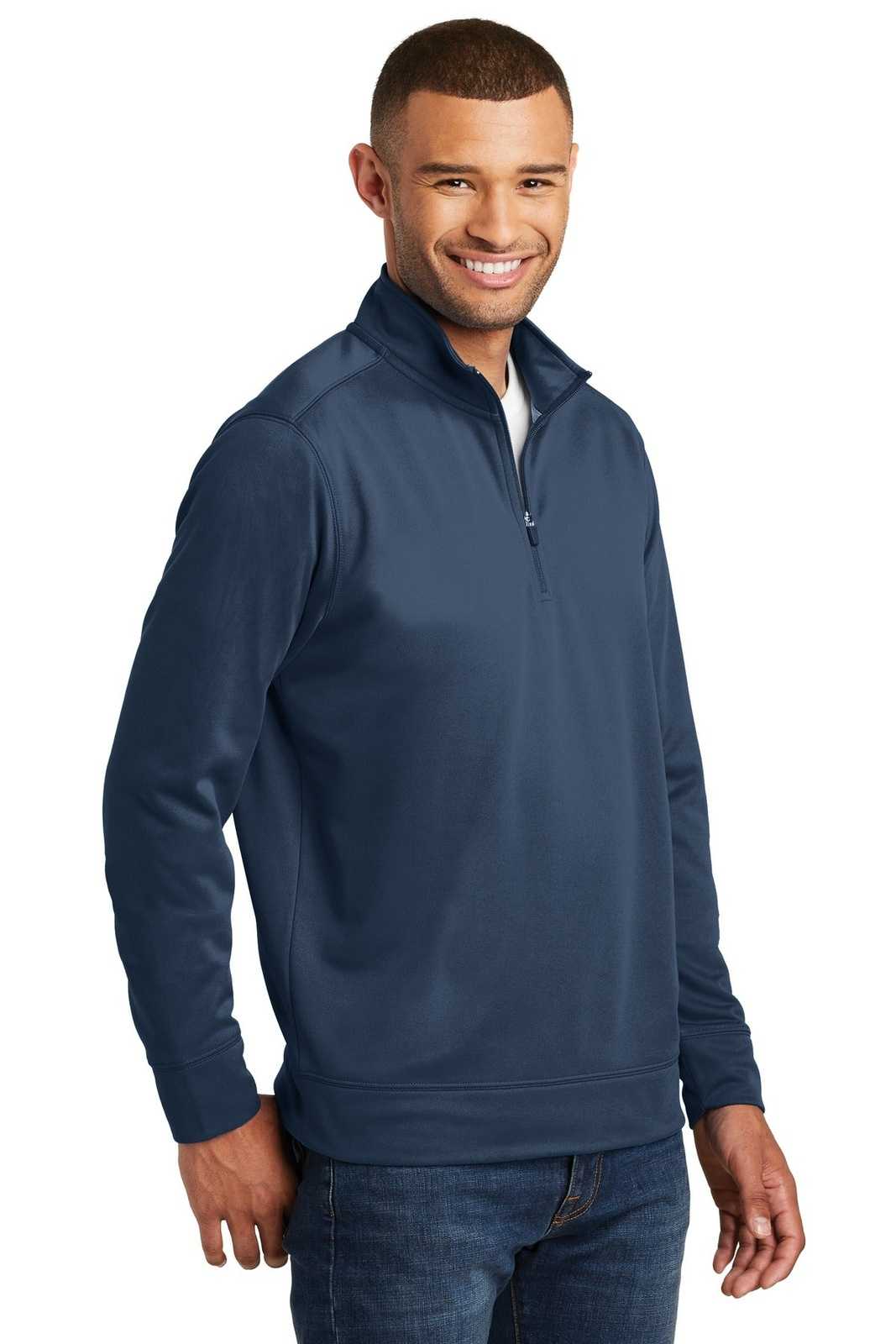 Port &amp; Company PC590Q Fleece 1/4-Zip Pullover Sweatshirt - Deep Navy - HIT a Double - 4