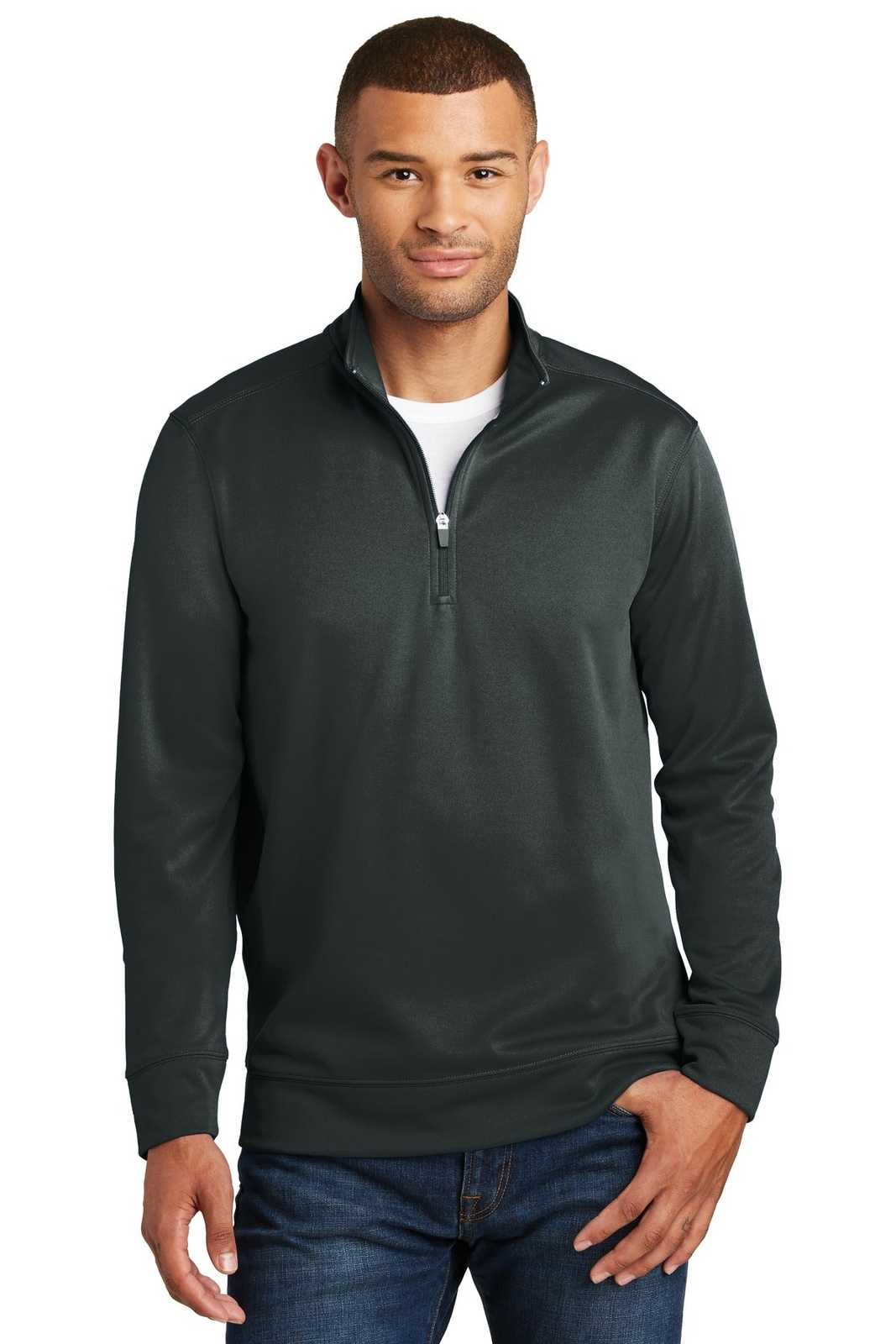 Port & Company PC590Q Fleece 1/4-Zip Pullover Sweatshirt - Jet Black - HIT a Double - 1