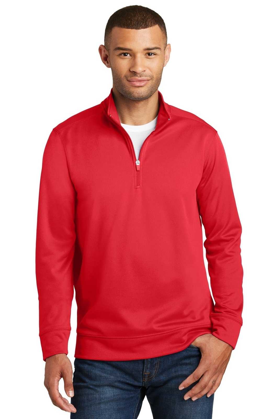 Port &amp; Company PC590Q Fleece 1/4-Zip Pullover Sweatshirt - Red - HIT a Double - 1