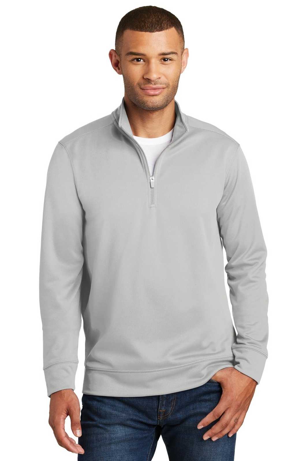Port &amp; Company PC590Q Fleece 1/4-Zip Pullover Sweatshirt - Silver - HIT a Double - 1