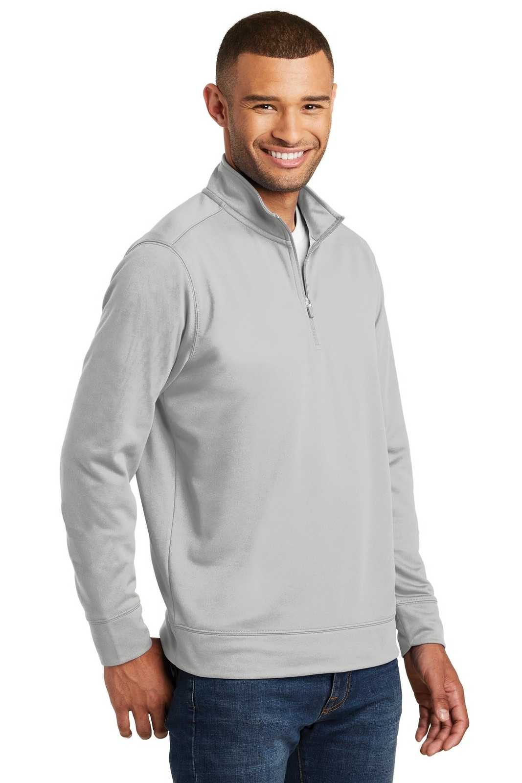 Port &amp; Company PC590Q Fleece 1/4-Zip Pullover Sweatshirt - Silver - HIT a Double - 4