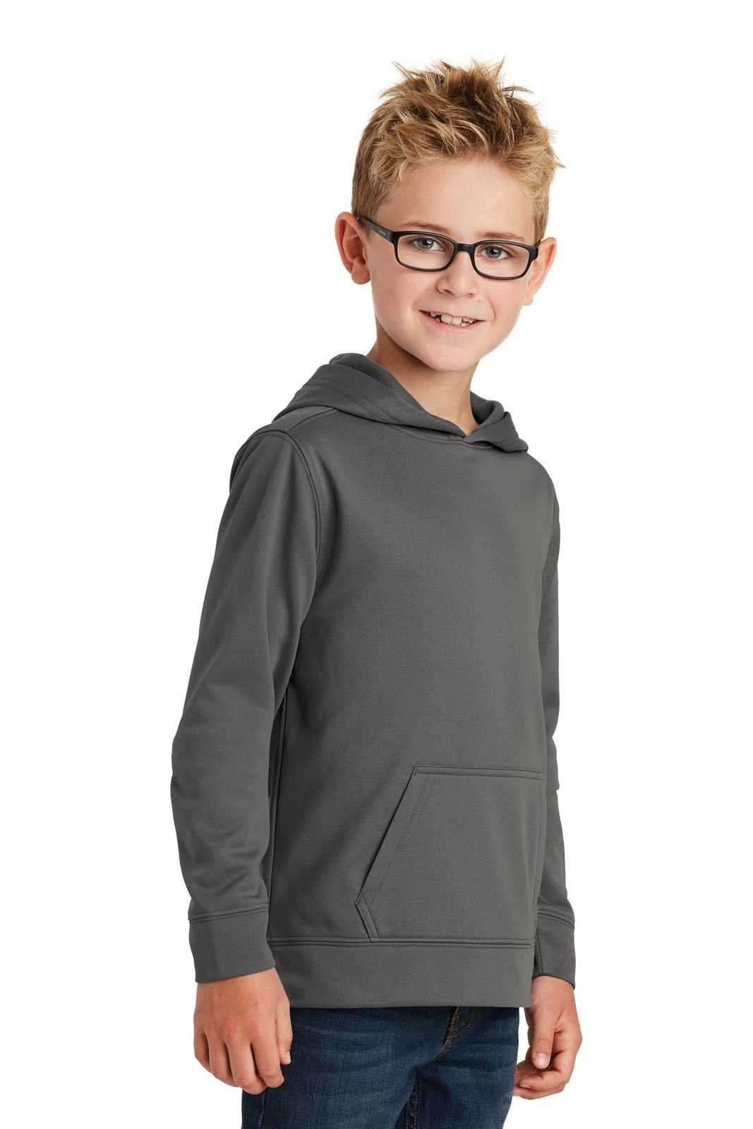 Port &amp; Company PC590YH Youth Performance Fleece Pullover Hooded Sweatshirt - Charcoal - HIT a Double - 4