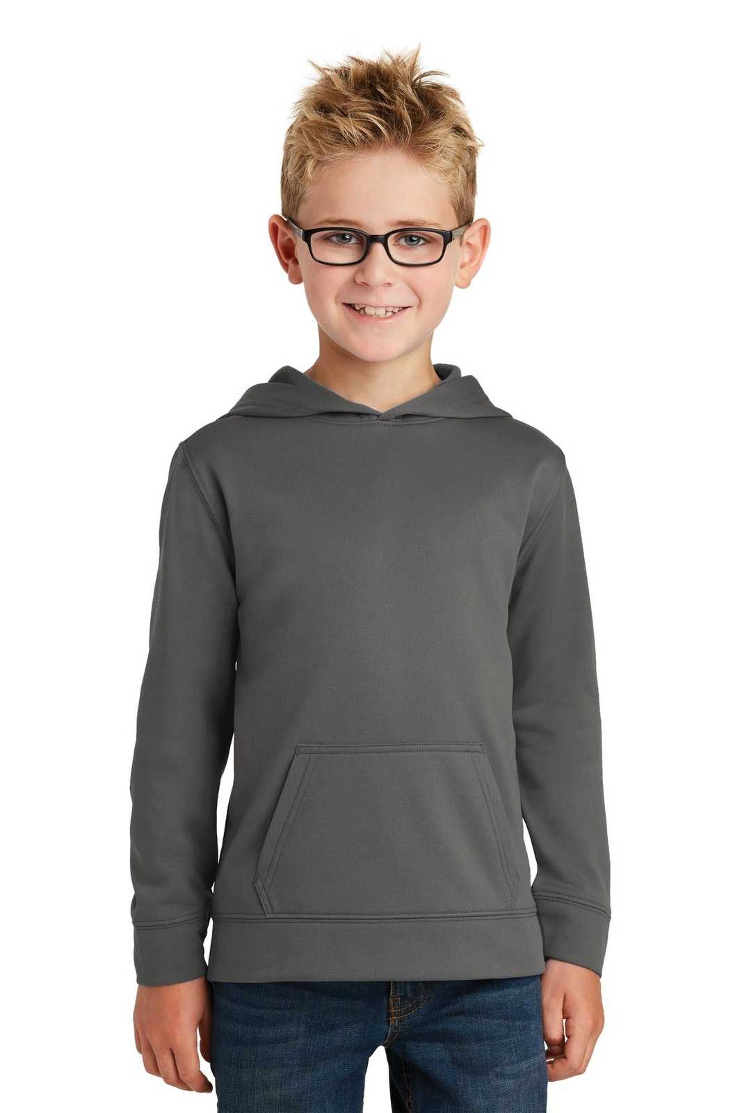 Port & Company PC590YH Youth Performance Fleece Pullover Hooded Sweatshirt - Charcoal - HIT a Double - 1
