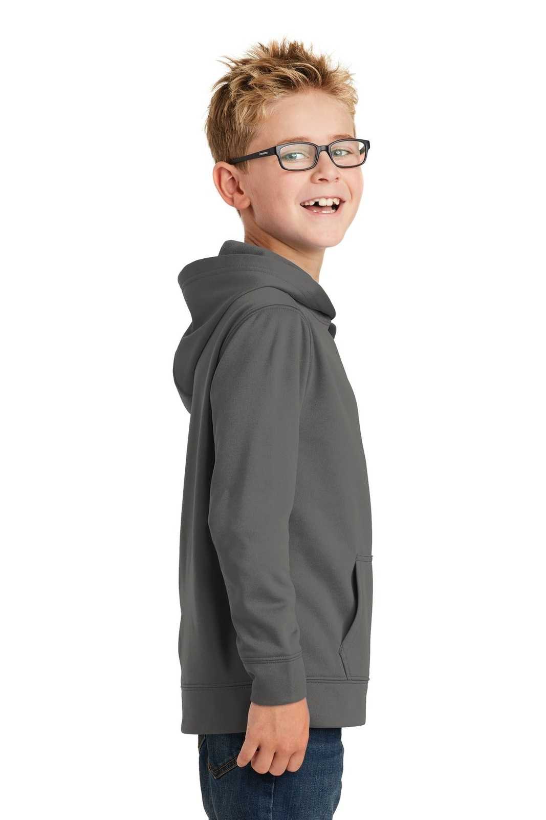 Port &amp; Company PC590YH Youth Performance Fleece Pullover Hooded Sweatshirt - Charcoal - HIT a Double - 3