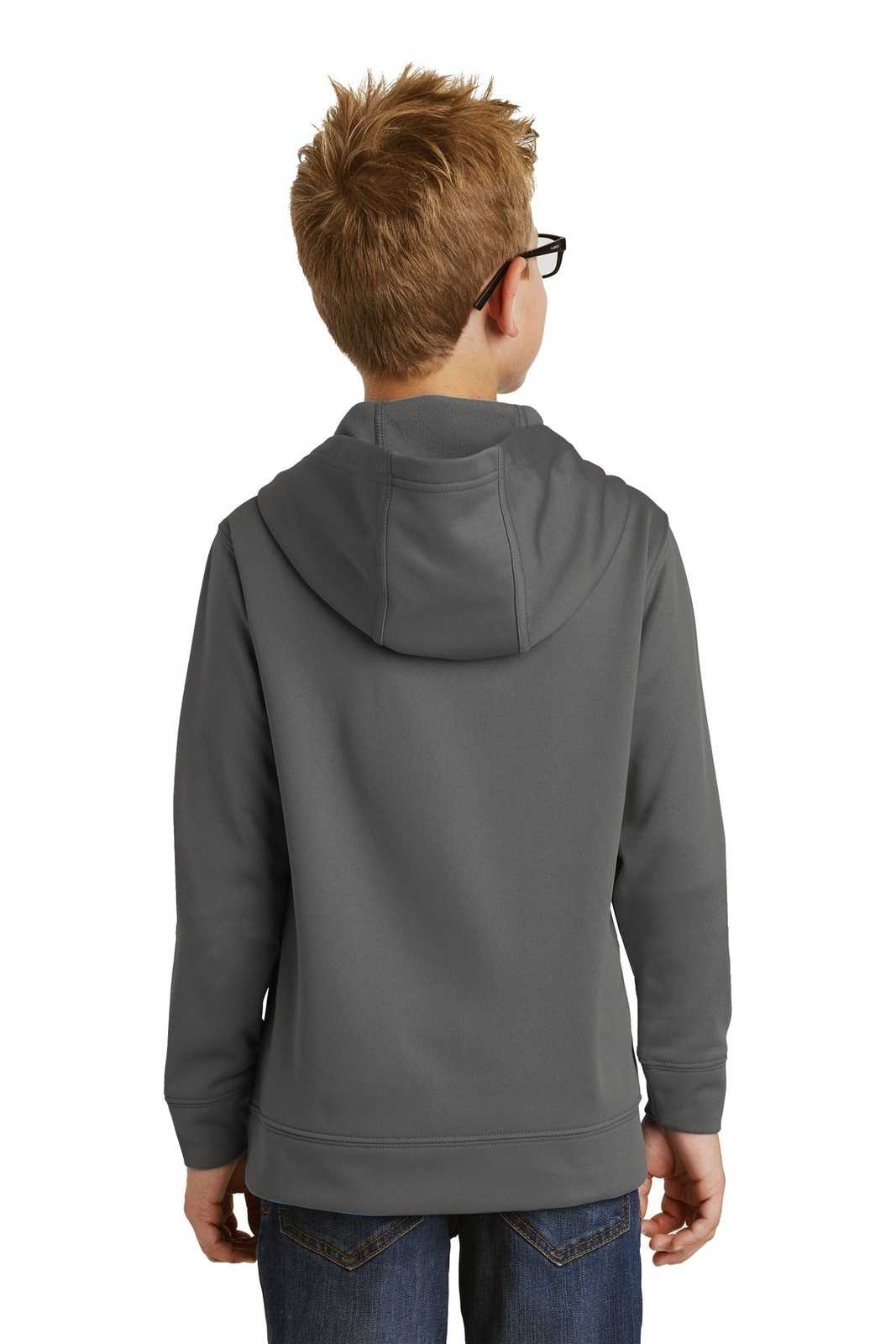 Port &amp; Company PC590YH Youth Performance Fleece Pullover Hooded Sweatshirt - Charcoal - HIT a Double - 2