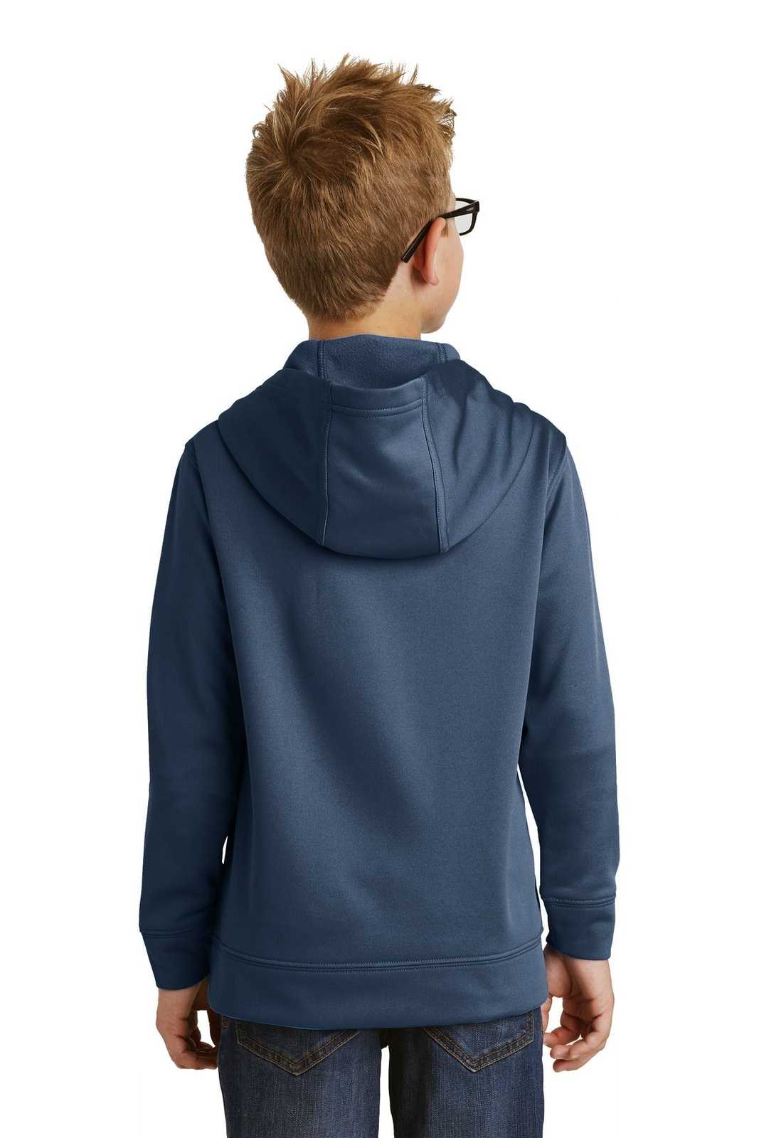 Port &amp; Company PC590YH Youth Performance Fleece Pullover Hooded Sweatshirt - Deep Navy - HIT a Double - 2