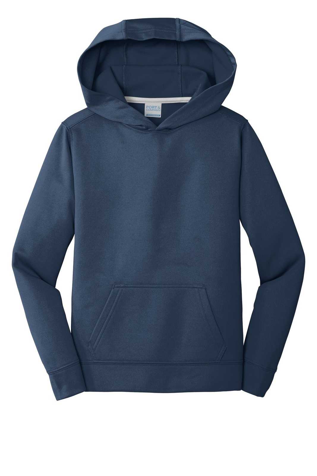 Port &amp; Company PC590YH Youth Performance Fleece Pullover Hooded Sweatshirt - Deep Navy - HIT a Double - 5