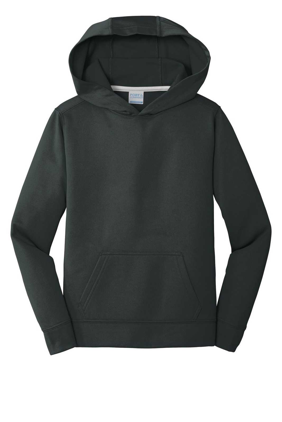 Port &amp; Company PC590YH Youth Performance Fleece Pullover Hooded Sweatshirt - Jet Black - HIT a Double - 5