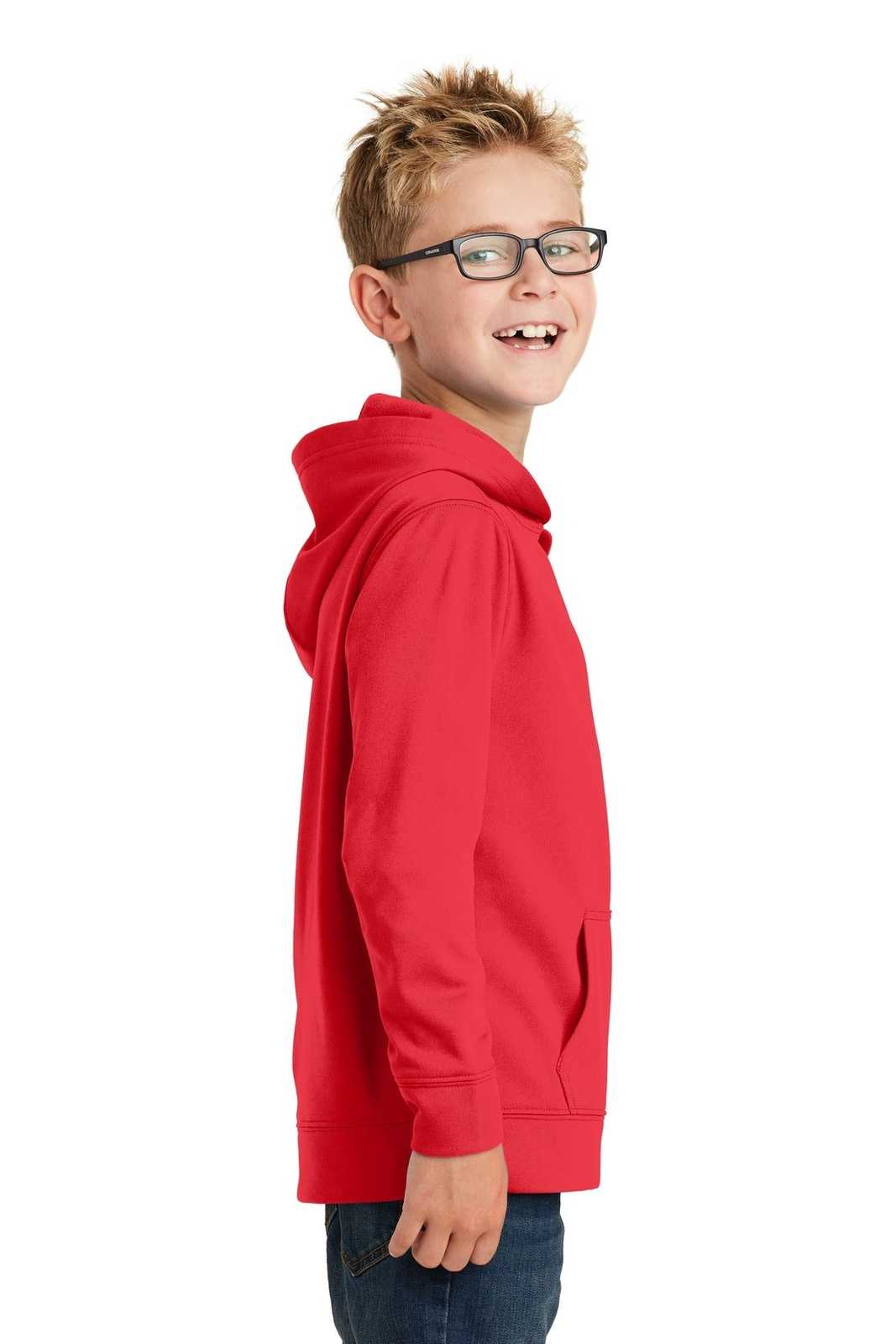 Port &amp; Company PC590YH Youth Performance Fleece Pullover Hooded Sweatshirt - Red - HIT a Double - 3