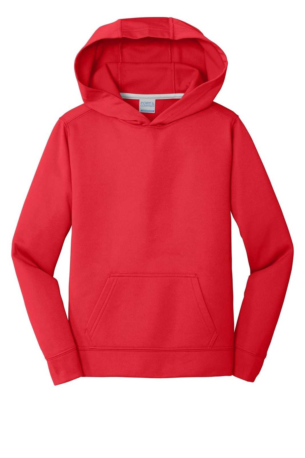 Port &amp; Company PC590YH Youth Performance Fleece Pullover Hooded Sweatshirt - Red - HIT a Double - 5