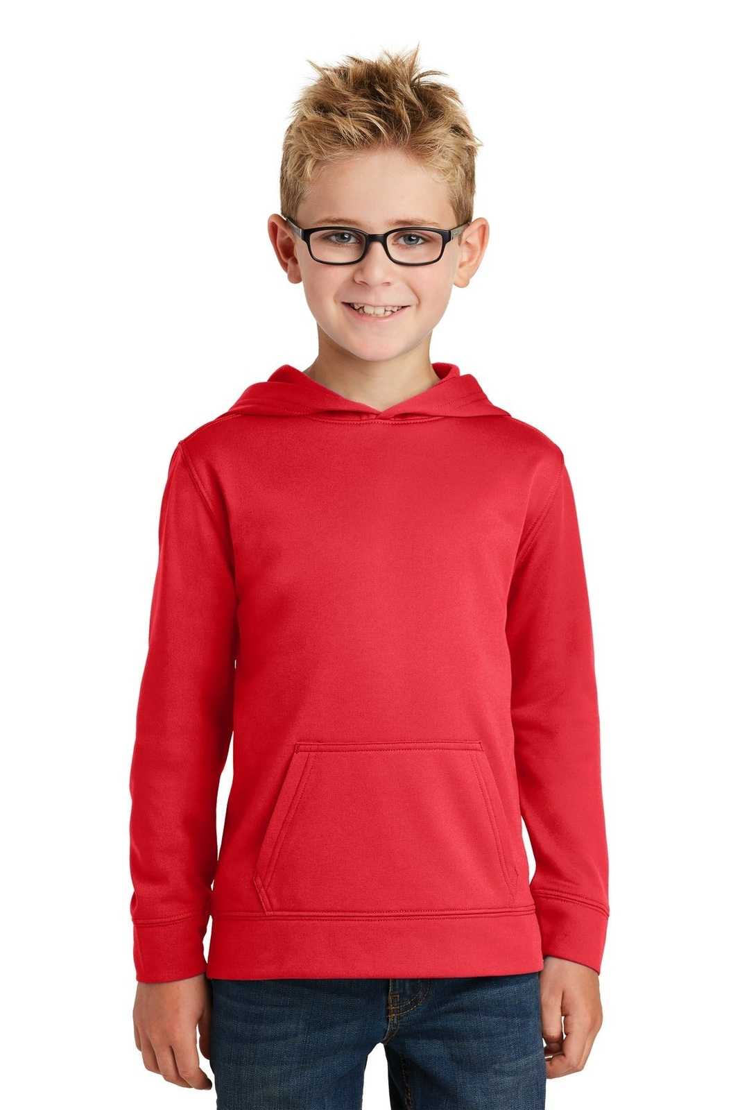 Port &amp; Company PC590YH Youth Performance Fleece Pullover Hooded Sweatshirt - Red - HIT a Double - 1