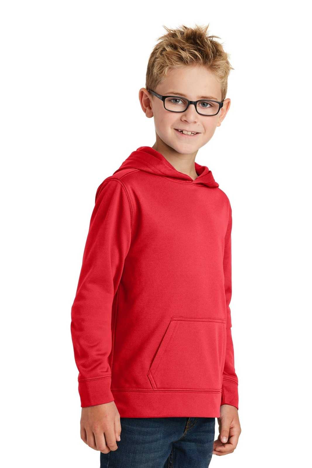 Port &amp; Company PC590YH Youth Performance Fleece Pullover Hooded Sweatshirt - Red - HIT a Double - 4