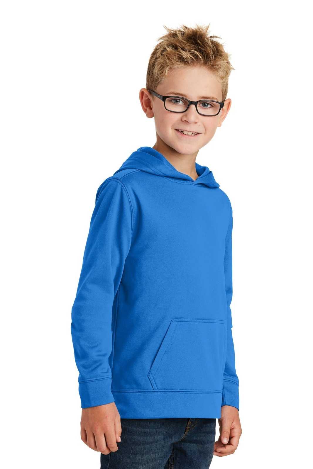 Port &amp; Company PC590YH Youth Performance Fleece Pullover Hooded Sweatshirt - Royal - HIT a Double - 4