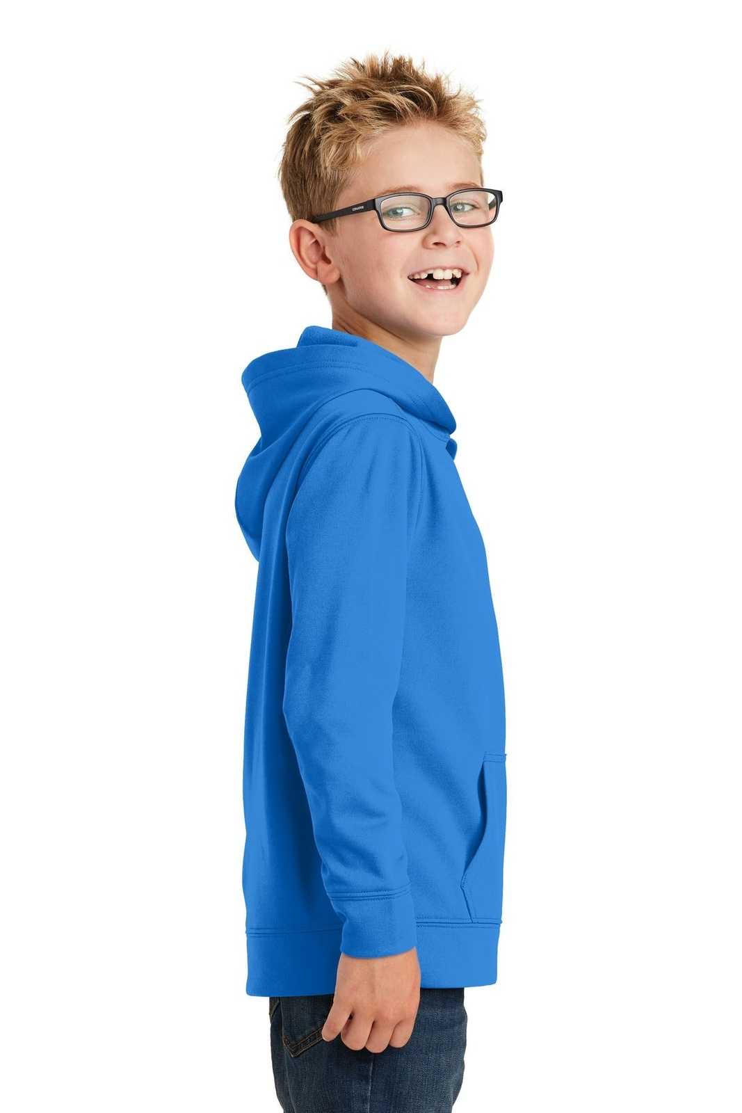 Port &amp; Company PC590YH Youth Performance Fleece Pullover Hooded Sweatshirt - Royal - HIT a Double - 3