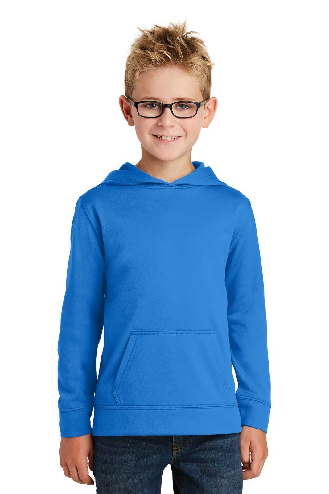 Port &amp; Company PC590YH Youth Performance Fleece Pullover Hooded Sweatshirt - Royal - HIT a Double - 1