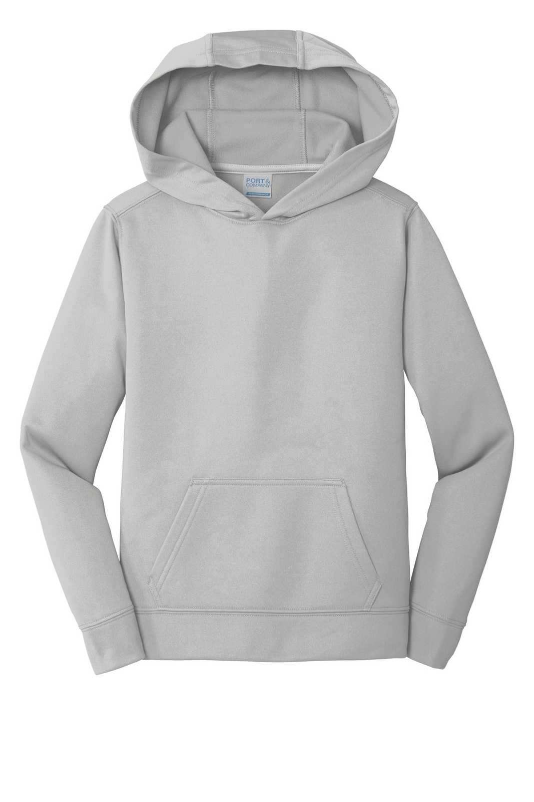 Port &amp; Company PC590YH Youth Performance Fleece Pullover Hooded Sweatshirt - Silver - HIT a Double - 5
