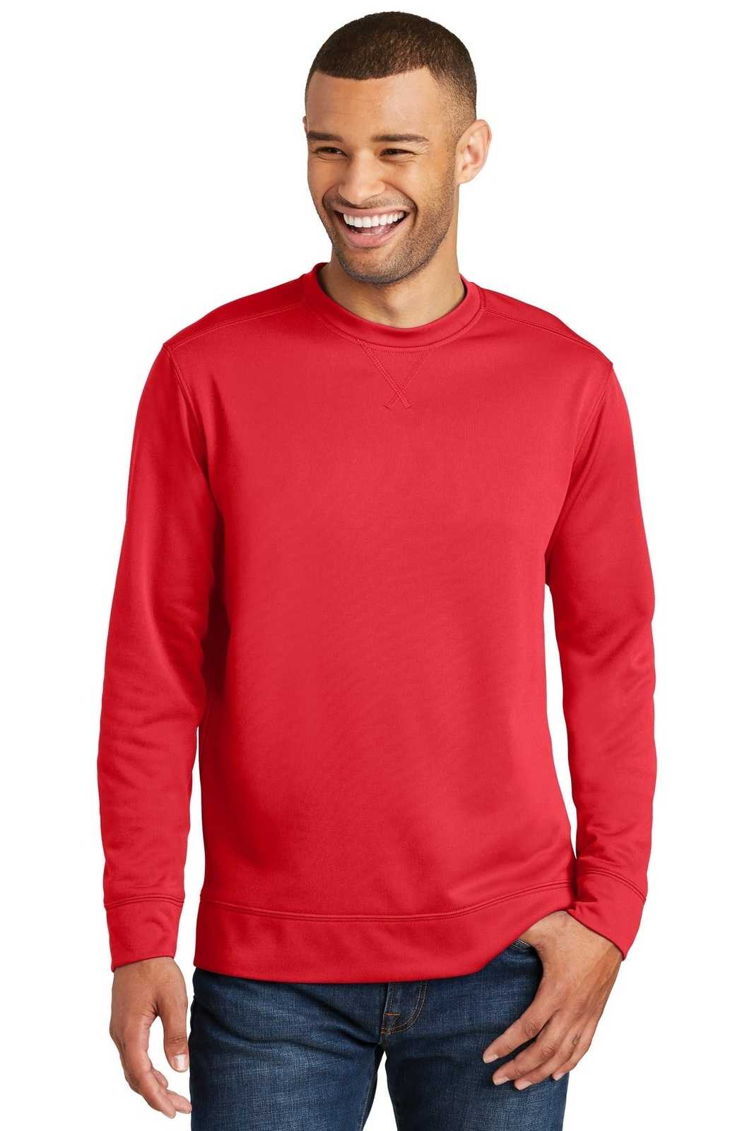 Port &amp; Company PC590 Fleece Crewneck Sweatshirt - Red - HIT a Double - 1
