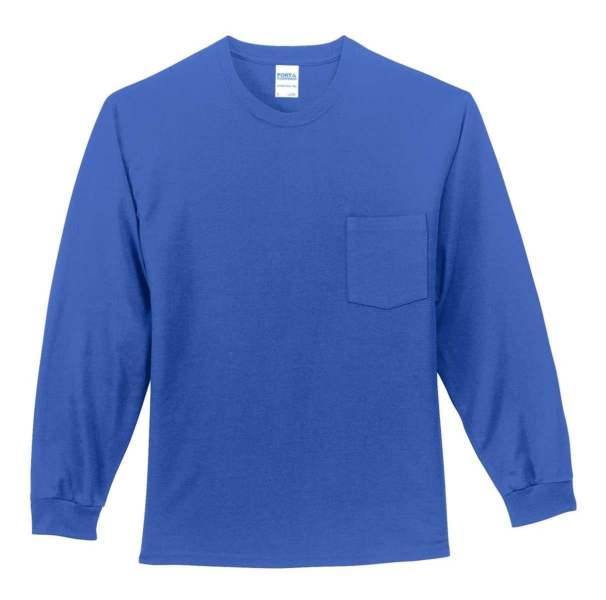 Port &amp; Company PC61LSPT Tall Long Sleeve Essential Pocket Tee - Royal - HIT a Double - 2