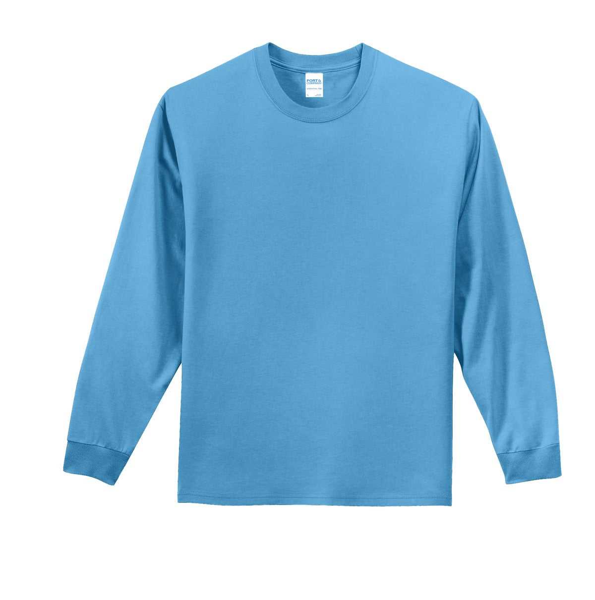 Port &amp; Company PC61LST Tall Long Sleeve Essential Tee - Aquatic Blue - HIT a Double - 5
