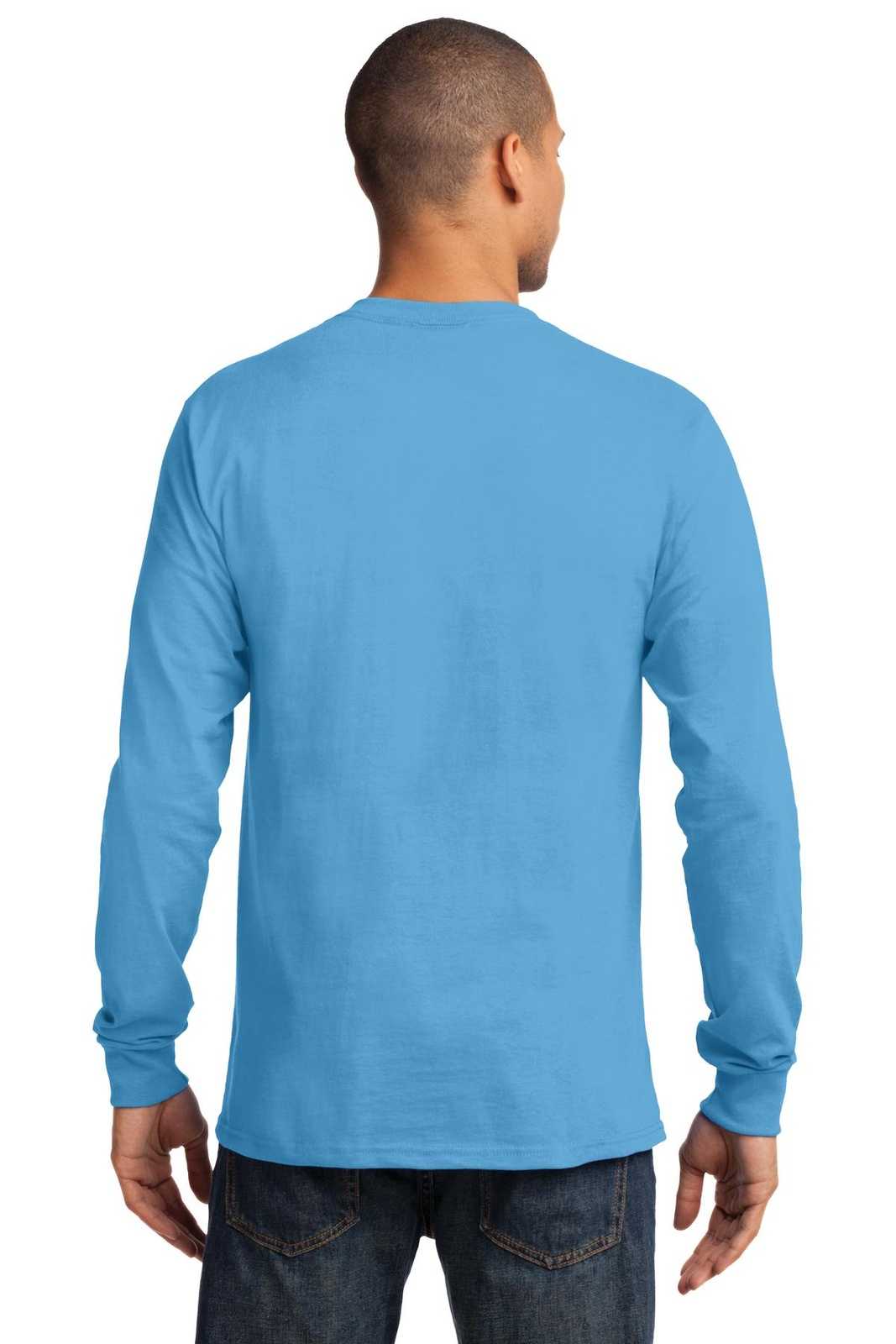 Port &amp; Company PC61LST Tall Long Sleeve Essential Tee - Aquatic Blue - HIT a Double - 2