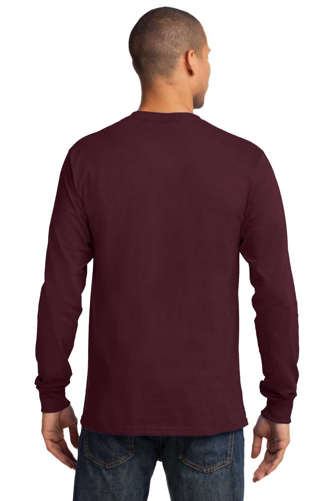 Port &amp; Company PC61LST Tall Long Sleeve Essential Tee - Athletic Maroon - HIT a Double - 2