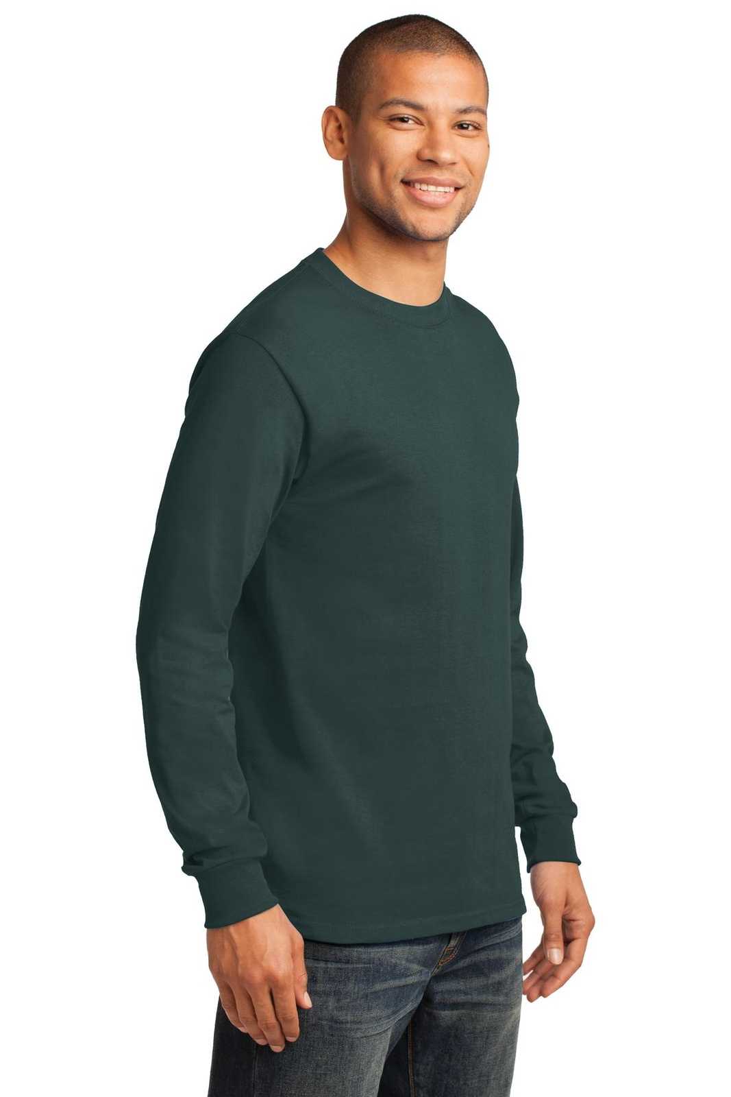 Port &amp; Company PC61LST Tall Long Sleeve Essential Tee - Dark Green - HIT a Double - 4
