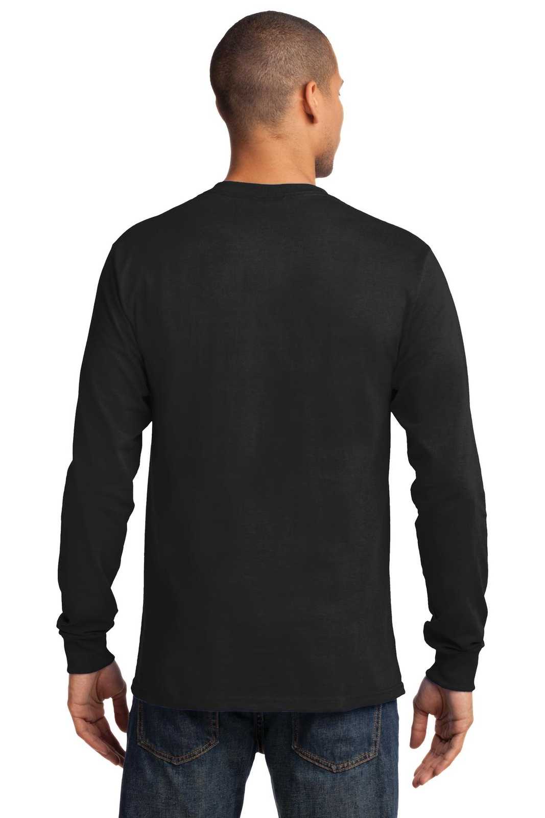 Port &amp; Company PC61LST Tall Long Sleeve Essential Tee - Jet Black - HIT a Double - 2
