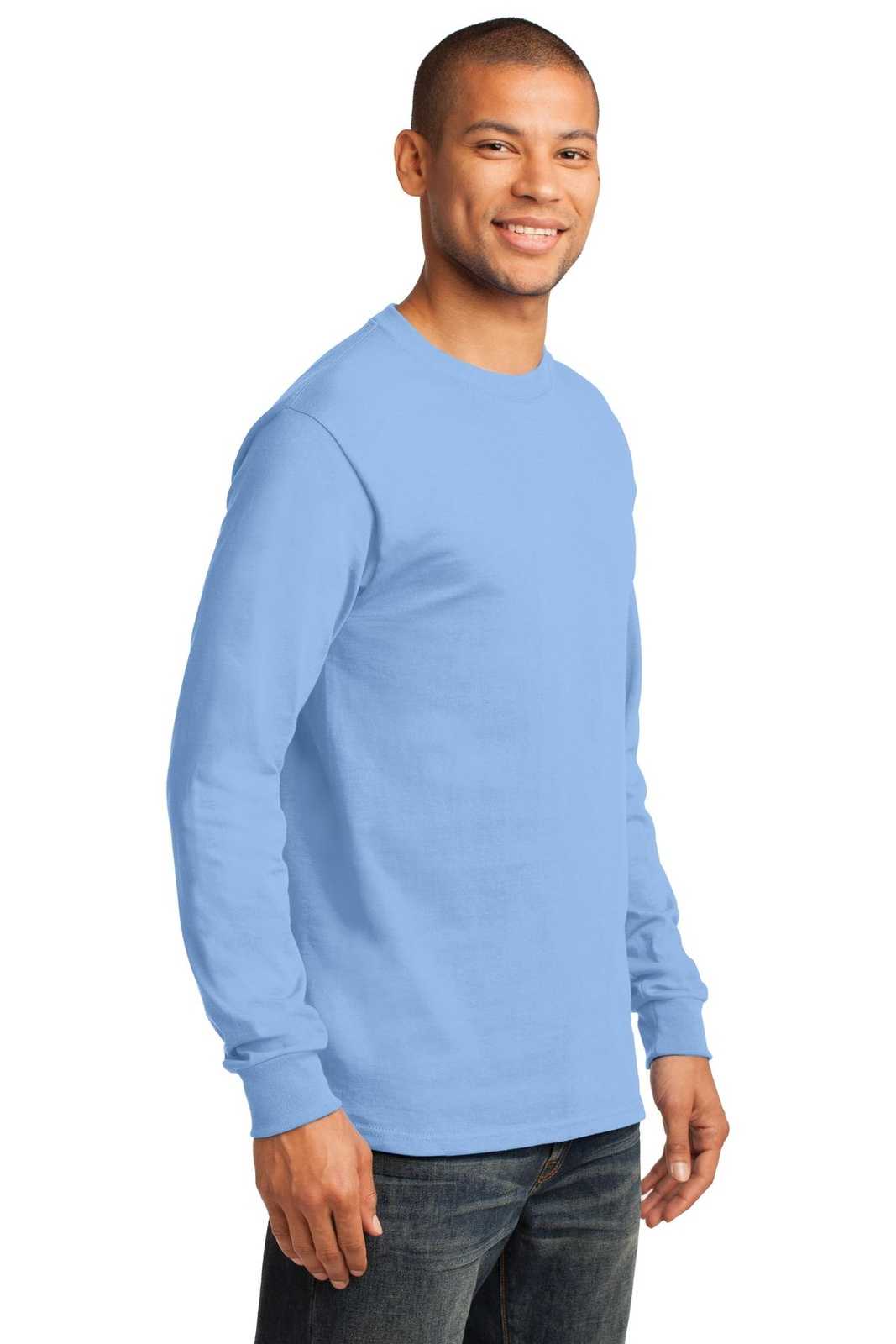 Port &amp; Company PC61LST Tall Long Sleeve Essential Tee - Light Blue - HIT a Double - 4