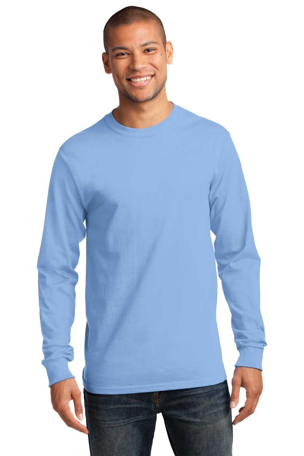 Port &amp; Company PC61LST Tall Long Sleeve Essential Tee - Light Blue - HIT a Double - 1