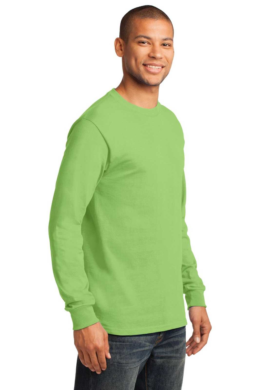 Port &amp; Company PC61LST Tall Long Sleeve Essential Tee - Lime - HIT a Double - 4