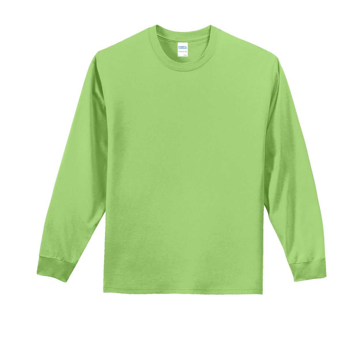 Port &amp; Company PC61LST Tall Long Sleeve Essential Tee - Lime - HIT a Double - 5