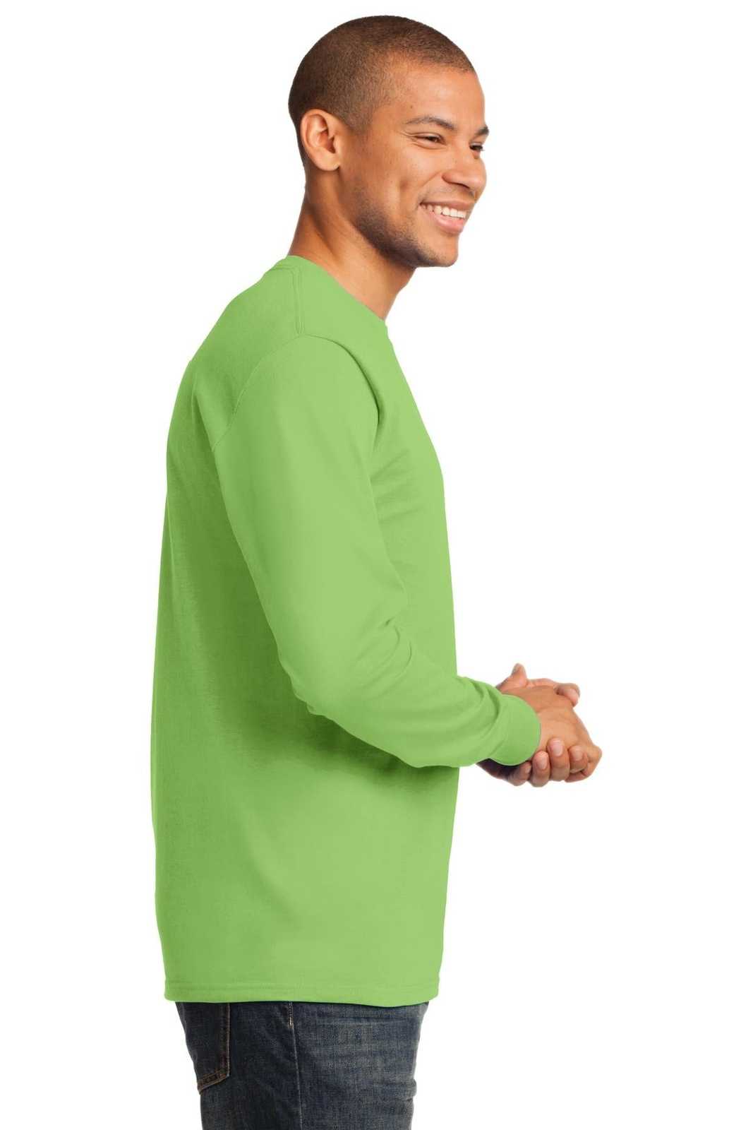 Port &amp; Company PC61LST Tall Long Sleeve Essential Tee - Lime - HIT a Double - 3