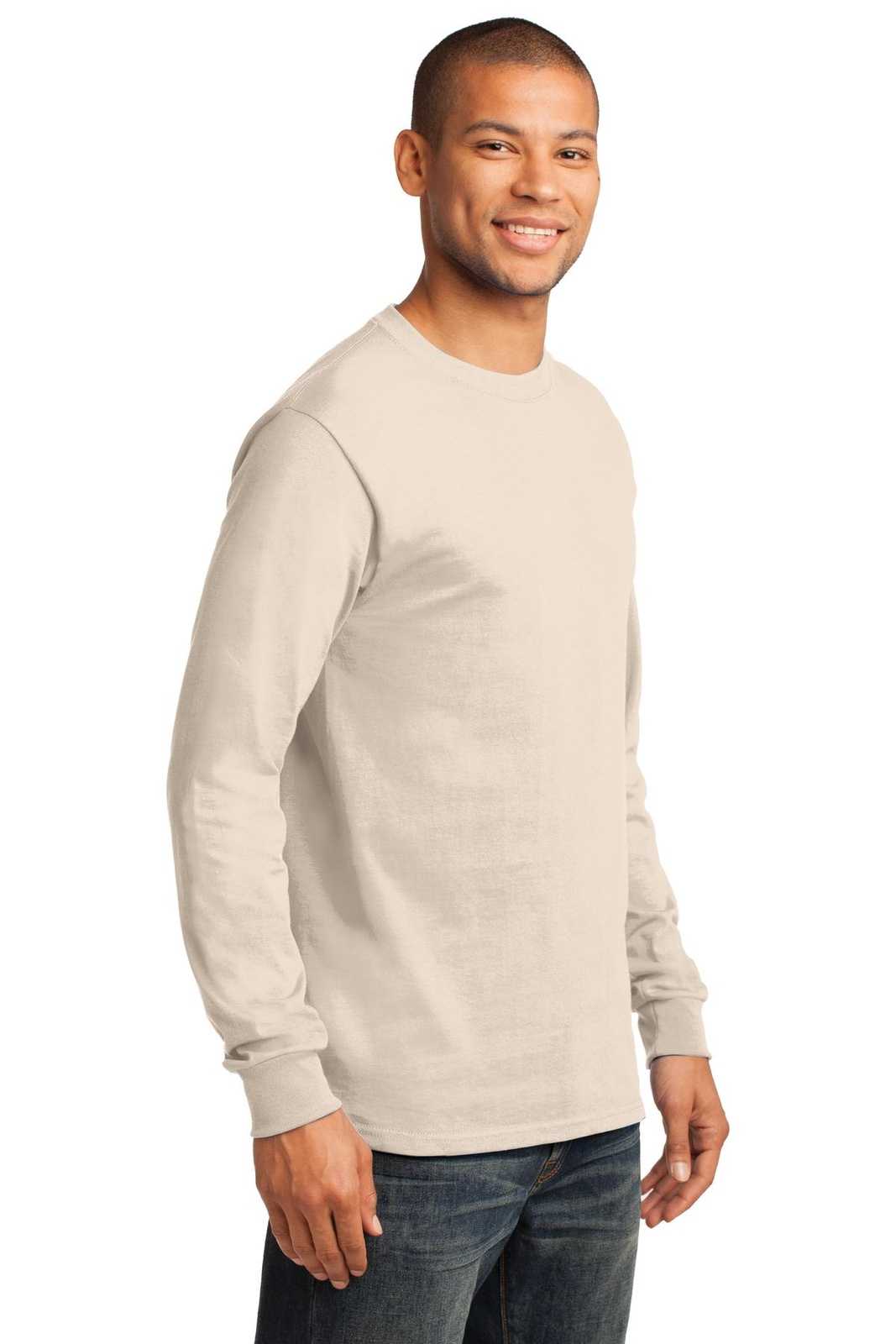 Port &amp; Company PC61LST Tall Long Sleeve Essential Tee - Natural - HIT a Double - 4