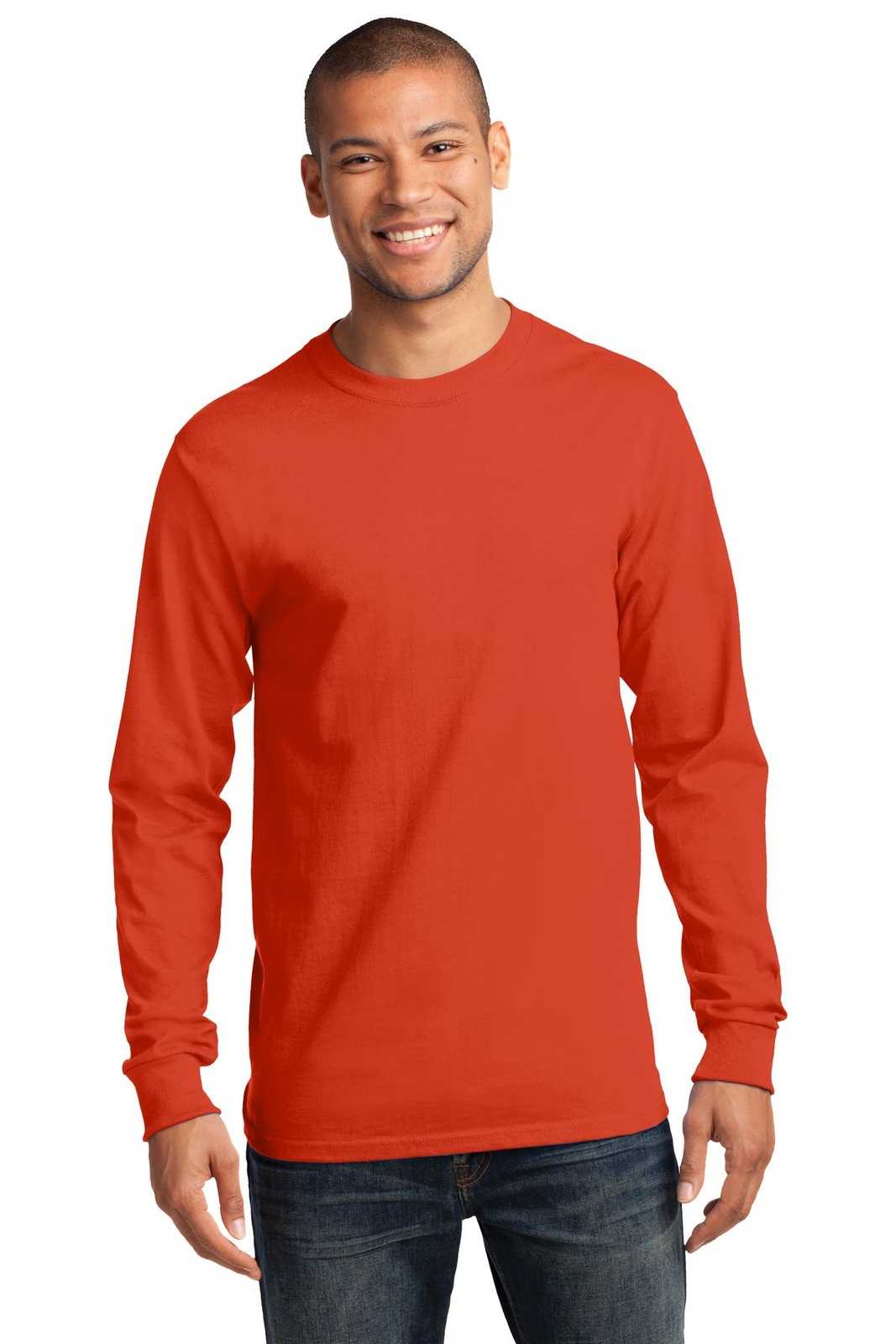 Port &amp; Company PC61LST Tall Long Sleeve Essential Tee - Orange - HIT a Double - 1