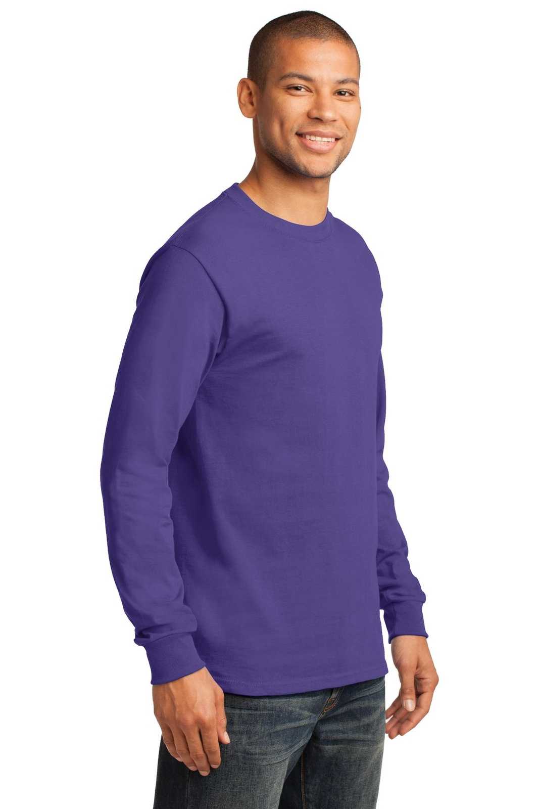 Port &amp; Company PC61LST Tall Long Sleeve Essential Tee - Purple - HIT a Double - 4
