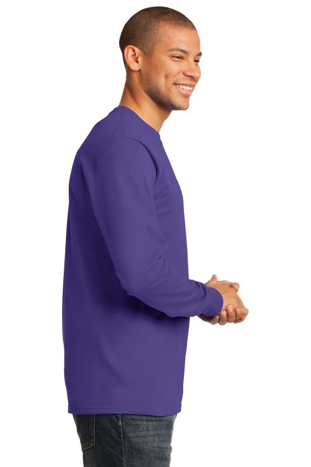 Port &amp; Company PC61LST Tall Long Sleeve Essential Tee - Purple - HIT a Double - 3