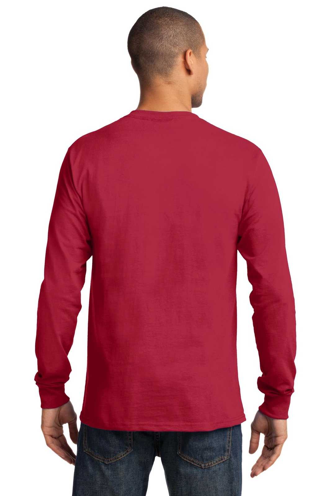Port &amp; Company PC61LST Tall Long Sleeve Essential Tee - Red - HIT a Double - 2
