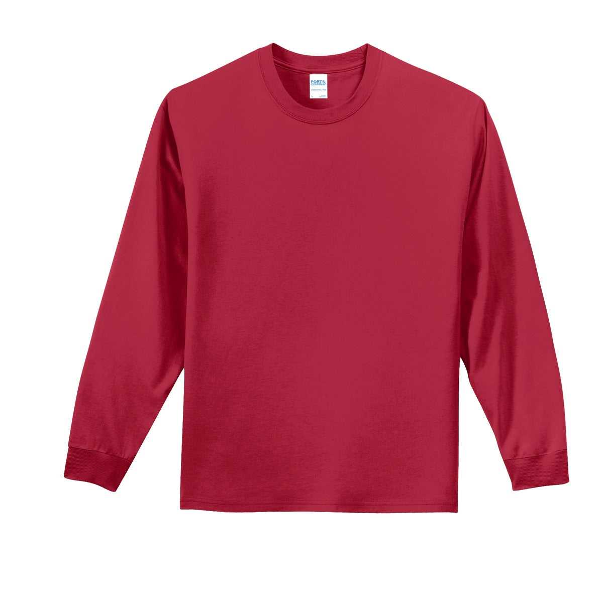 Port &amp; Company PC61LST Tall Long Sleeve Essential Tee - Red - HIT a Double - 5