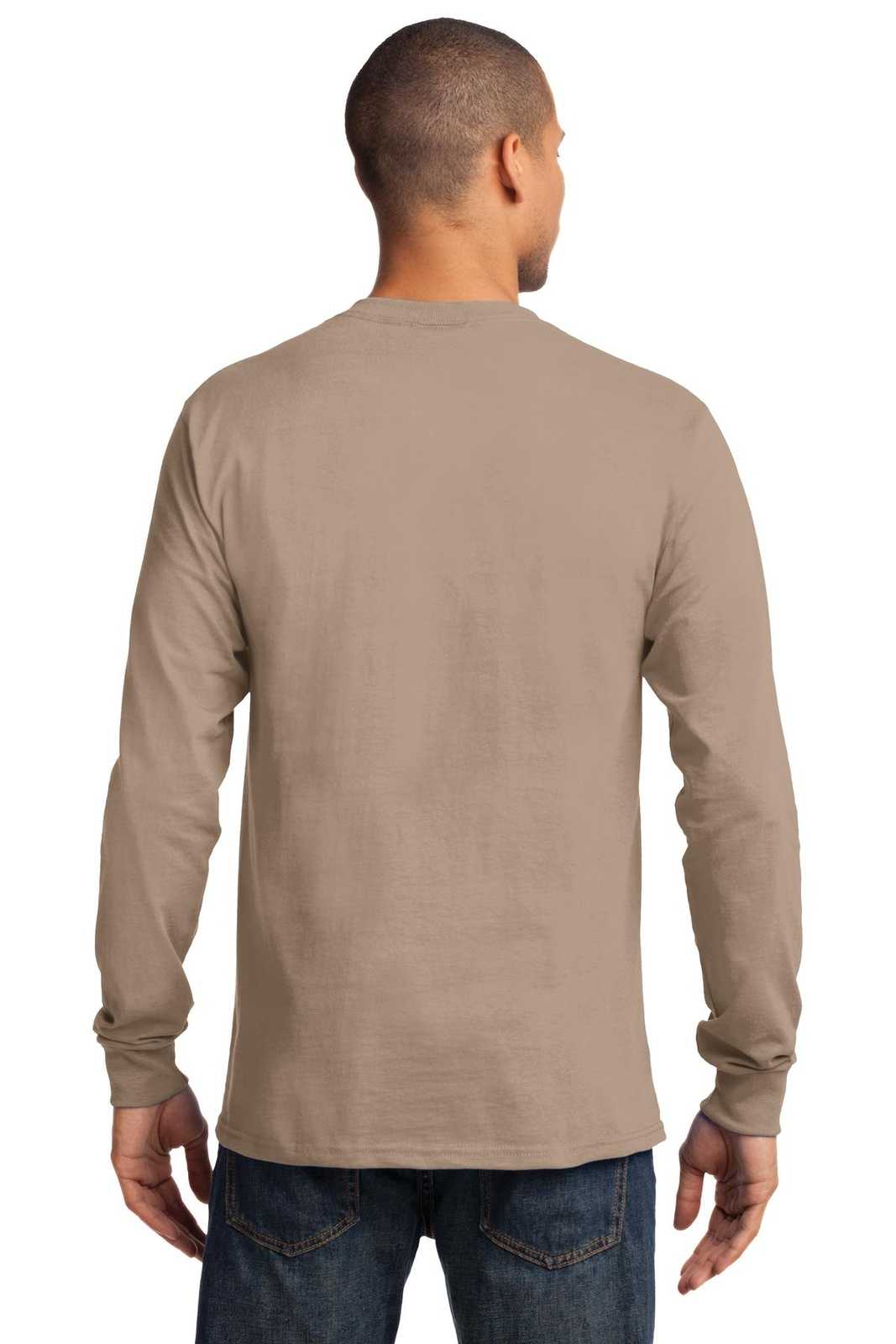Port &amp; Company PC61LST Tall Long Sleeve Essential Tee - Sand - HIT a Double - 2